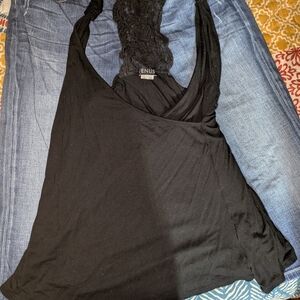 Venus Black Lace Detail Women's Top